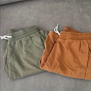2 Pairs H&M Kids' Green and Brown Cotton Shorts -  14+Y
